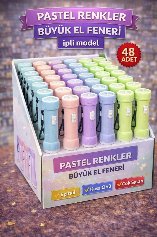 PASTEL RENKLER BÜYÜK EL FENERİ /48Lİ STANT